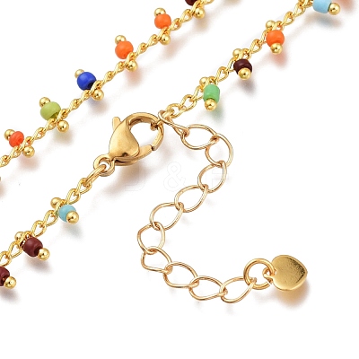 Brass Handmade Glass Beaded   Necklaces NJEW-JN03135-02-1
