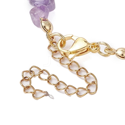 Starfish Synthetic Turquoise & Natural Amethyst Chip Beaded Bracelets for Women BJEW-JB11264-01-1