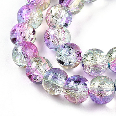 Transparent Crackle Glass Bead Strands X1-GLAA-T025-8mm-02C-1
