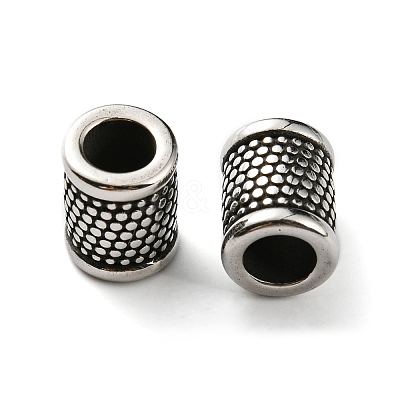 Retro 304 Stainless Steel Large Hole Barrel Beads STAS-E073-05-1