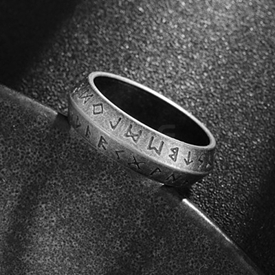 Viking Rune 304 Stainless Steel Finger Rings for Men WGDF4AB-60-1