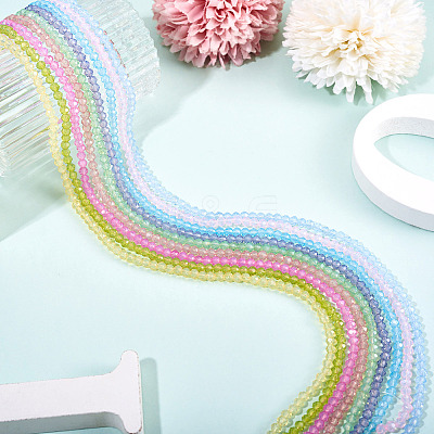 9 Strands 9 Colors Baking Paint Transparent Glass Beads Strands DGLA-TA0001-38-1