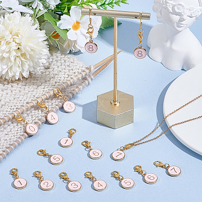 20Pcs 10 Styles Alloy Enamel Pendant Locking Stitch Markers HJEW-PH02083-1