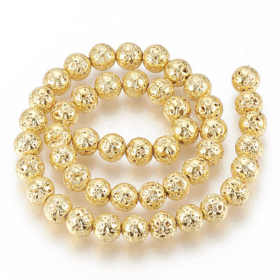 Electroplated Natural Lava Rock Beads Strands X-G-T061-55A-4mm-1