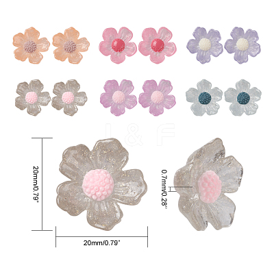 30Pcs 6 Colors Transparent Resin Cabochons RESI-CJ0001-239-1