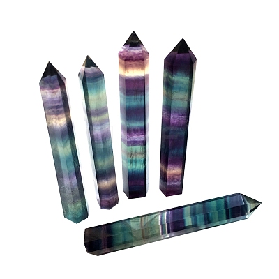 Natural Colorful Fluorite Pointed Prism Bar Home Display Decoration G-PW0007-098D-1