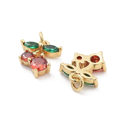 Cherry Rack Plating Brass Micro Pave Cubic Zirconia Charms KK-G512-24G-1