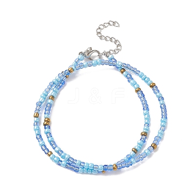 Glass Seed Beaded Two Loops Wrap Bracelet for Women BJEW-JB09216-1
