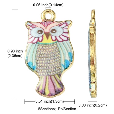 6Pcs 6 Colors Rack Plating Alloy Enamel Pendants ENAM-YW0003-13-1
