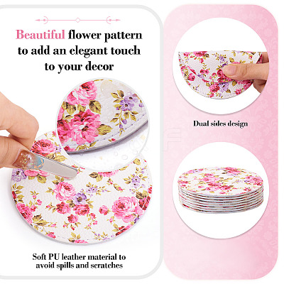 8Pcs PU Leather Cup Mats AJEW-MB0001-12-1