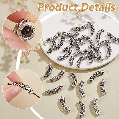 30Pcs Tibetan Style Alloy Curved Tube Beads FIND-PH0022-67A-1