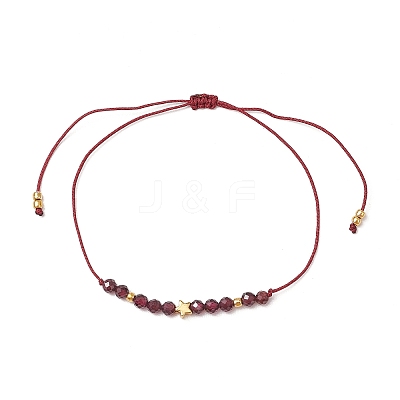 Natural Round Garnet Beads Braided Bead Bracelets for Women BJEW-JB11655-05-1