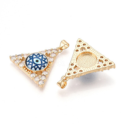 Brass Micro Pave Clear Cubic Zirconia Pendants for Women KK-T070-90A-07-1