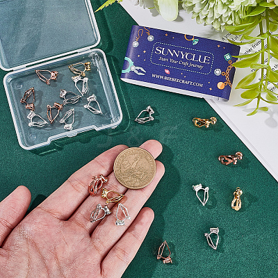 24Pcs 4 Colors Brass Clip-on Earring Findings FIND-SC0013-10-1