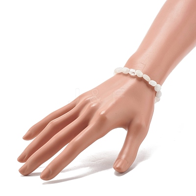 Natural Rainbow Moonstone Beads Stretch Bracelet for Kids BJEW-JB07031-01-1
