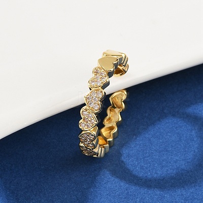 Brass Micro Pave Cubic Zirconia Cuff Rings for Women RJEW-F182-03G-1