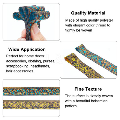 2Rolls 2 Colors Ethnic Style Embroidery Polyester Ribbons OCOR-GA0001-11-1