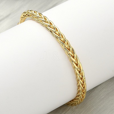 Brass Wheat Chain Cuff Bangles BJEW-F513-05G-1