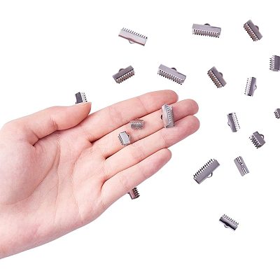 304 Stainless Steel Ribbon Crimp Ends STAS-PH0018-25P-1