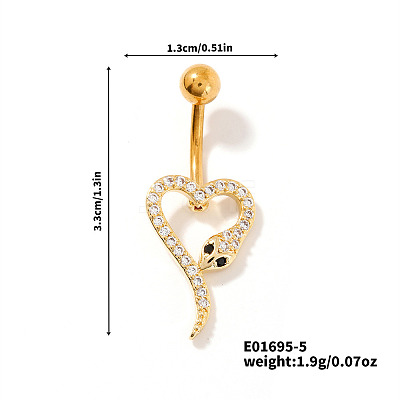 Shiny Brass Crystal Rhinestone Belly Button Rings CZ7821-5-1