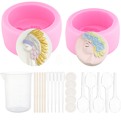 DIY 3D Girl Face Fondant Molds Kits DIY-OC0003-47-1