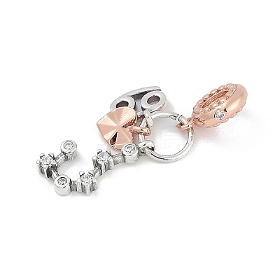 Brass Pendants with Cubic Zirconia European Beads LS-KK-Q015-01F-1