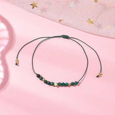 Natural Round Malachite Beads Braided Bead Bracelets for Women BJEW-JB11655-11-1