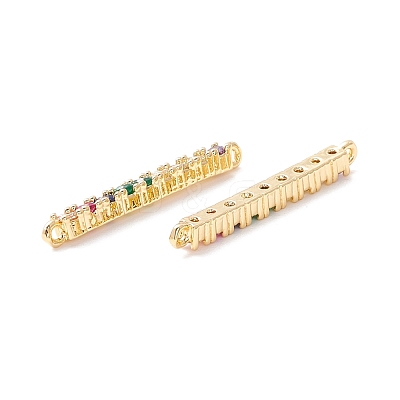 Rack Plating Brass Micro Pave Cubic Zirconia Connestor Charms KK-D073-03G-02-NR-1