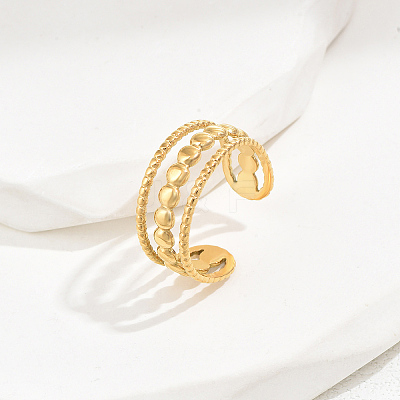 201 Stainless Steel Fashion Open Cuff Ring for Women CU6656-1