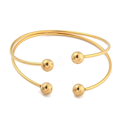 Ion Plating(IP) 304 Stainless Steel Wrap Cuff Bangle for Women BJEW-P331-17G-1
