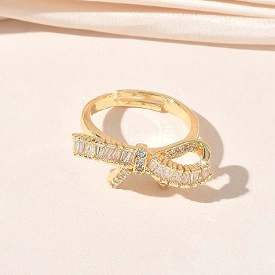 Brass & Clear Cubic Zirconia Finger Rings CU-CBA7E55-08G-1