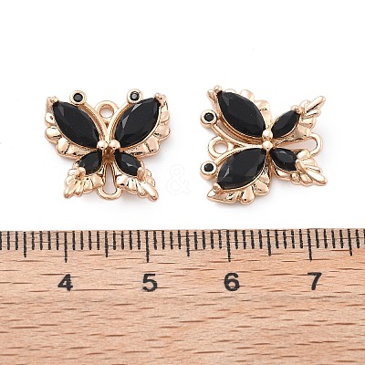 Brass Glass Connector Charms KK-B125-08G-01-1