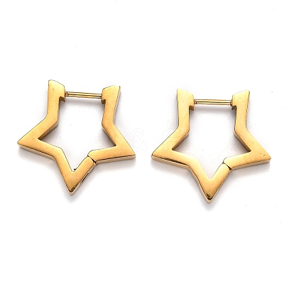 304 Stainless Steel Star Huggie Hoop Earrings STAS-J033-05G-1