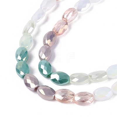 Electroplate Imitation Jade & Opaque & Transparent Glass Beads Strands EGLA-Q135-4x6MM-01D-1