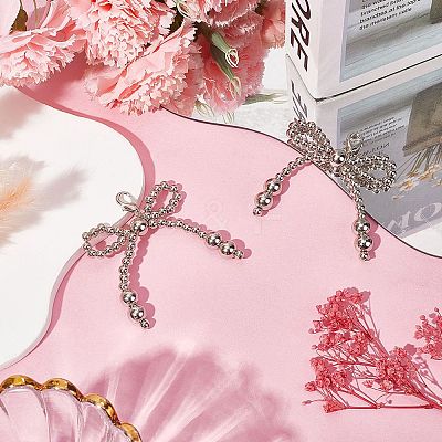 Plastic Imitation Pearl Bowknot Shoe Charms DIY-WH20002-152C-1