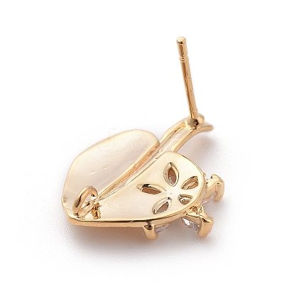 Brass Micro Pave Cubic Zirconia Ear Stud Components X-MAK-I010-09G-1