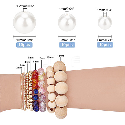 30Pcs 3 Sizes Shell Pearl Beads BSHE-PH0001-21-1
