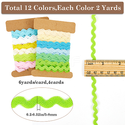 4 Cards 2 Styles Polyester Wavy Fringe Trim Ribbon DIY-GF0009-48D-1
