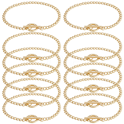 12Pcs 304 Stainless Steel Twisted Curb Chains Bracelets BJEW-SC0001-61G-1