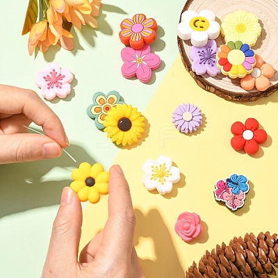 16Pcs 16 Styles Silicone Beads SIL-YW0002-03-1