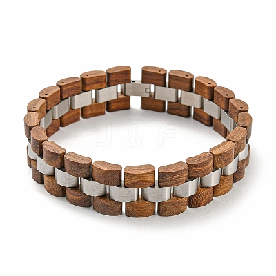 Wooden Watch Band Bracelets for Women Men BJEW-M306-03P-1