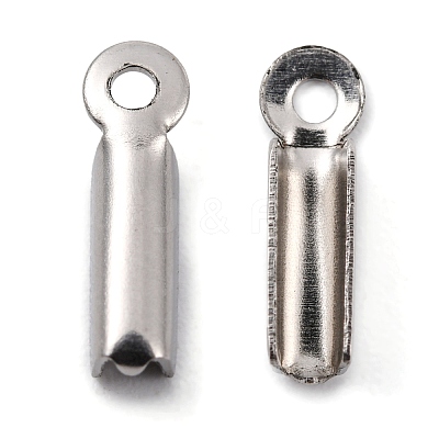 Tarnish Resistant 201 Stainless Steel Fold Over Crimp Cord Ends X-STAS-R055-07-1