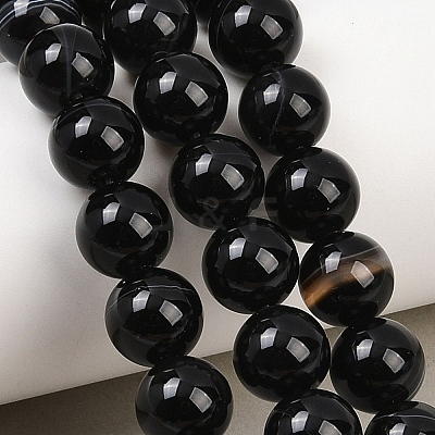Natural Black Agate Bead Strands LS-G-G962-10mm-12-A-1