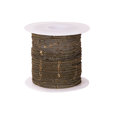 Soldered Brass Coated Iron Curb Chains CH-CJ0001-01A-AB-1
