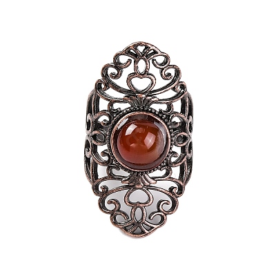 Natural Carnelian Retro Finger Rings RJEW-B067-02R-21-1