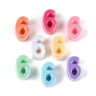 UV Plating Opaque Acrylic European Beads PACR-T017-10F-1