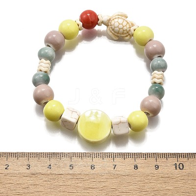 Handmade Porcelain Beads & Synthetic Howlite Beads Stretch Bracelets for Women BJEW-D307-01F-1