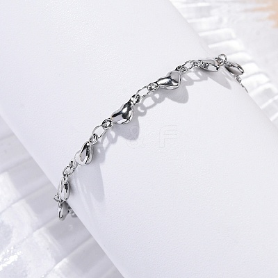 Tarnish Resistant 304 Stainless Steel Heart Link Bracelets BJEW-M121-03P-1