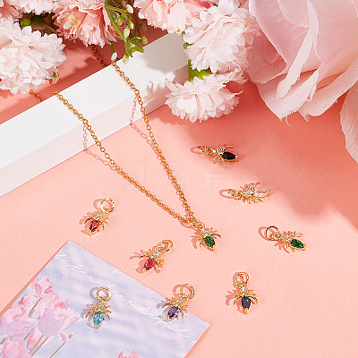 30Pcs Brass Micro Pave Cubic Zirconia Charms KK-BBC0015-20-1