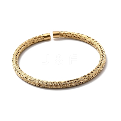 Braided 304 Stainless Steel Cuff Bangles for Women BJEW-A067-04G-1